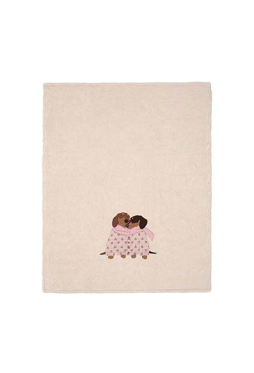 plaid in pile con cani bassotti